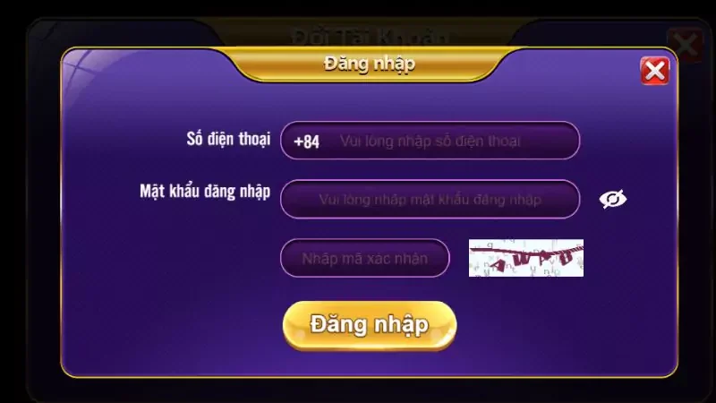 Nhập thông tin để đăng nhập 68 game bài